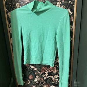 American Eagle Cotton Long Sleeve Green Shirt Top